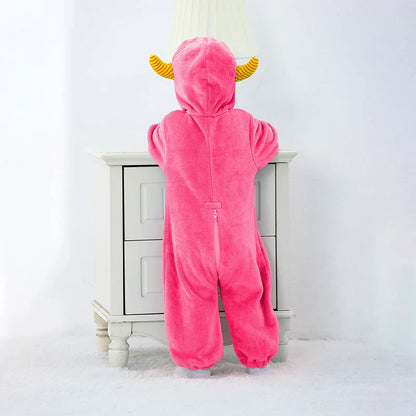 Adorable Infant Dinosaur Costume Cozy Fleece Hooded Romper Halloween  Toddler Jumpsuit for Winter Warmth