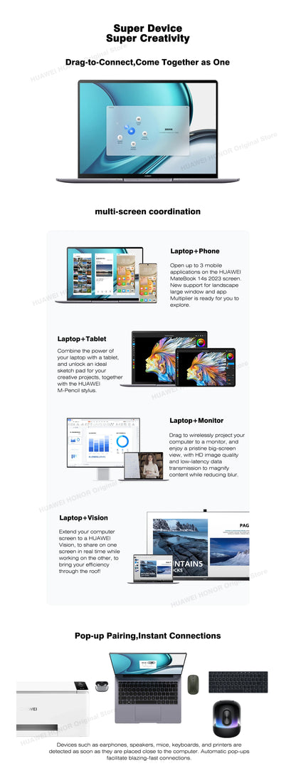 2023 HUAWEI MateBook 14s Laptop i5-13500H/i7-13700H/i9-13900H 16GB/32GB 512GB Netbook 14.2-inch 2.5K 120Hz TouchScreen SSD WiFi6