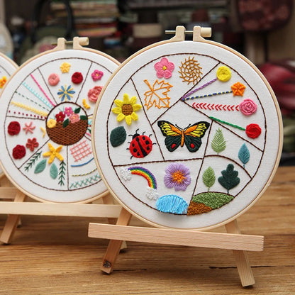 DIY Embroidery Stitch Practice Kit Handmade Embroidery Starter for Beginner Hand Stitch Embroidery Skill Techniques