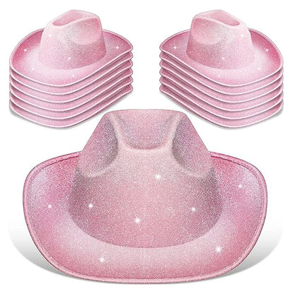 Chapeau de cowboy composite EVA rose en jean doré pour fête d'Halloween Chapeau de cowboy à paillettes d'Halloween