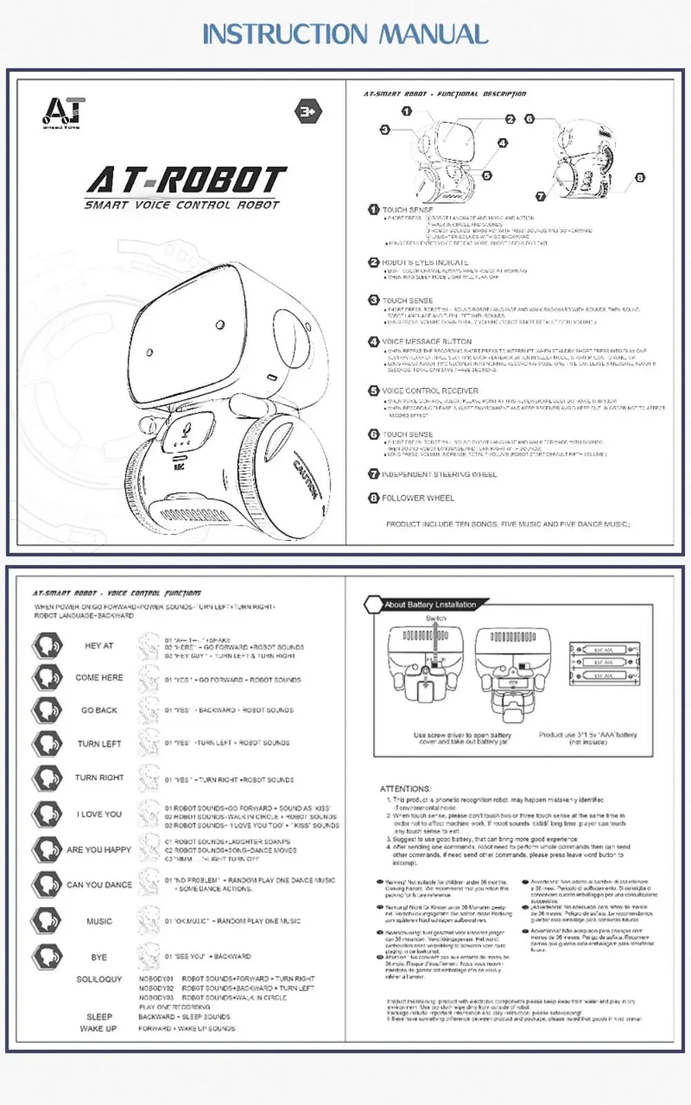 Robot jouet Robots intelligents Version russe, anglaise et espagnole jouets à commande vocale et tactile Robot RC éducatif interactif