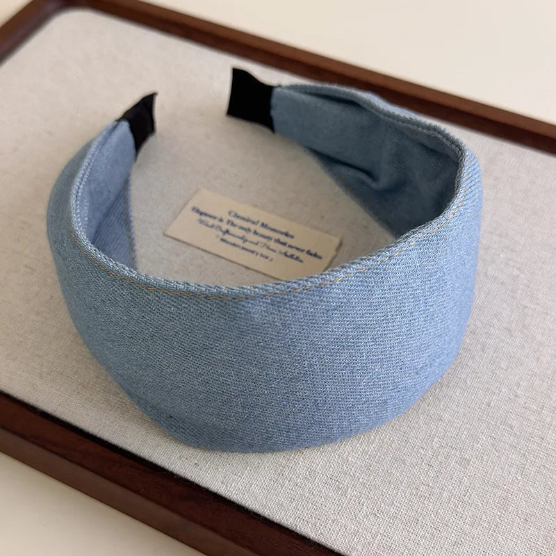 Rétro bleu Cowboy large bord Denim bandeau pour femme tempérament bandeau cheveux cerceau dame mode polyvalent cheveux accessoires nouveau