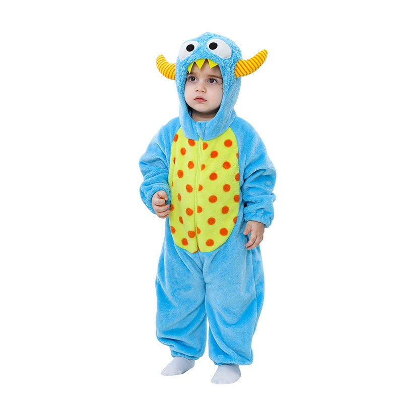 Adorable Infant Dinosaur Costume Cozy Fleece Hooded Romper Halloween  Toddler Jumpsuit for Winter Warmth