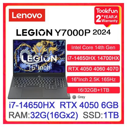 Lenovo Gaming Laptop LEGION Y7000P (5i Gen 9) 2024 Intel i7 14650HX NVIDIA RTX 4050 4060 4070 16"Inch 2.5K Computer PC Notebook