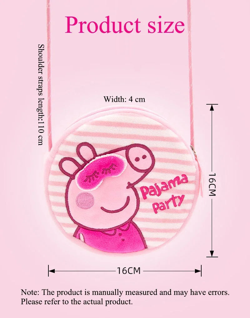 Peppa Pig Crossbody Bag Stereoscopic Doll Backpack Anime Knapsack Plush Coin Purse Toys George Round Pocketbook Children's Gifts
