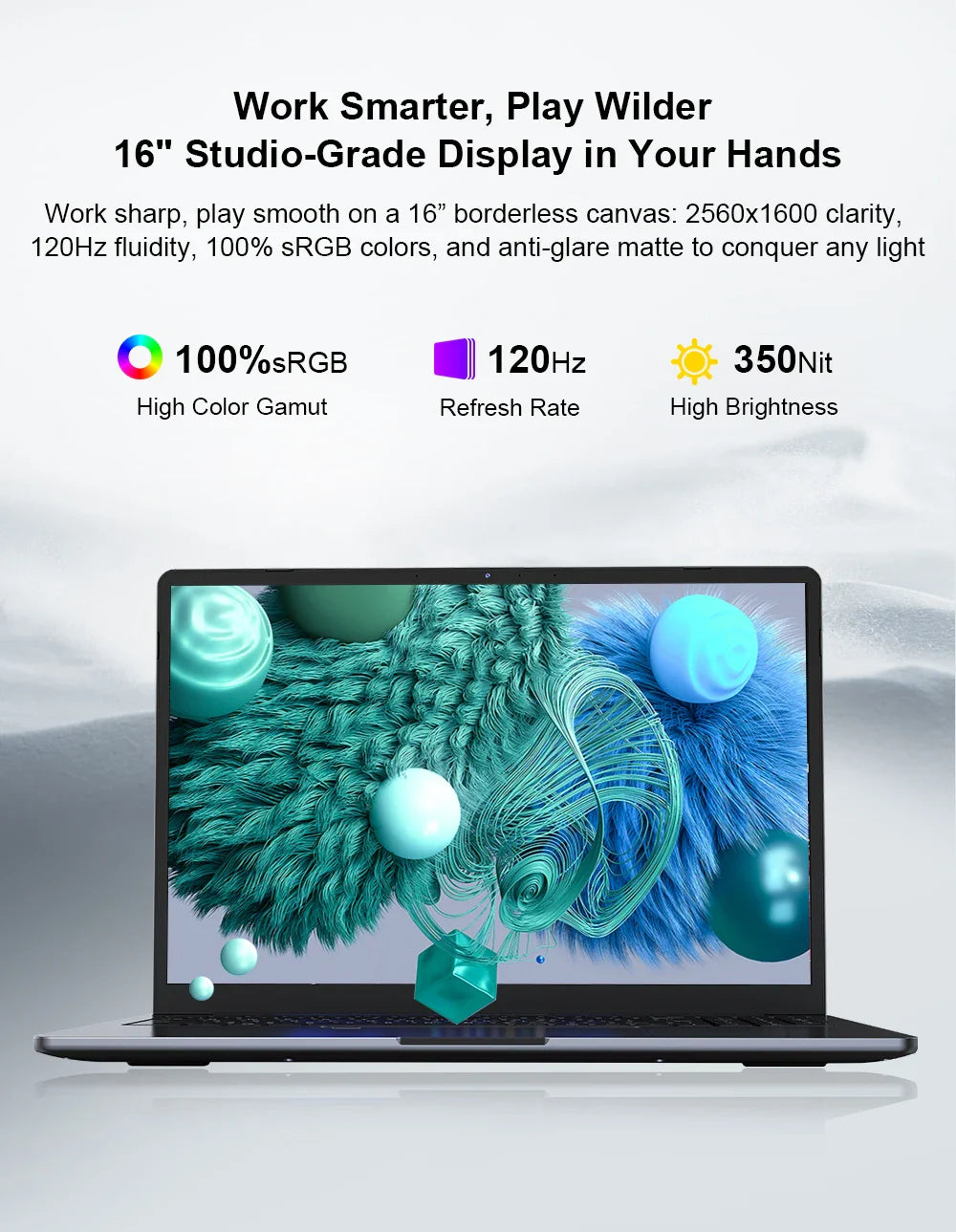 Ninkear A15 Pro Laptop AMD Ryzen 5 5500U 16 inch 120Hz 2560*1600 Display Screen 16GB 512GB Fingerprint Unlock Notebook Computer