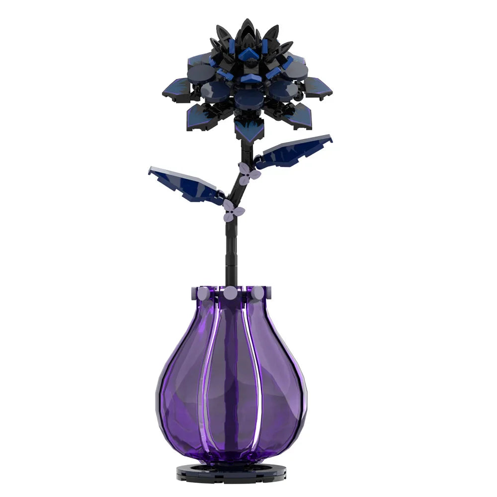 MOC Dahlia fleur blocs de construction modèle violet Dahlia fleur plantes en pot briques assemblage jouets saint valentin Couple bricolage cadeaux
