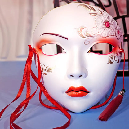 Masque de fête pour adultes, maquillage peint à la main, masque complet de file d'attente de carnaval, mascarade Kabuki pour carnaval Mardi Gras Cosplay