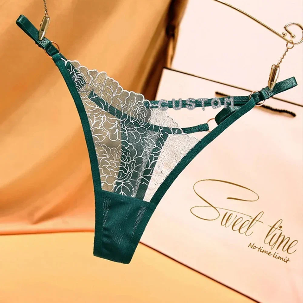 String personnalisé pour femmes, culotte en dentelle découpée, string personnalisé, lettres en strass, sous-vêtements, cadeau de saint valentin, nouvelle collection