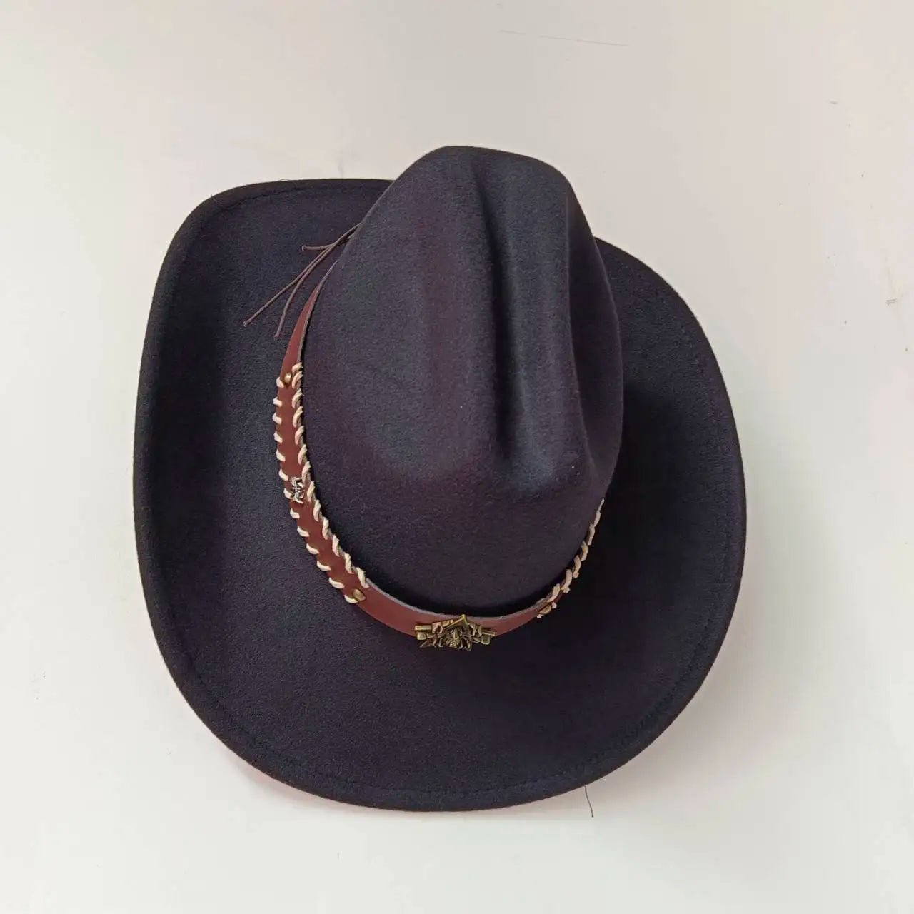 Chapeau de cowboy occidental à large bord pour homme, casquettes d'église Everche, Fascinateur vintage, chapeau de cowgirl jazz, zones bre, nouveau, 9cm