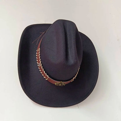Chapeau de cowboy occidental à large bord pour homme, casquettes d'église Everche, Fascinateur vintage, chapeau de cowgirl jazz, zones bre, nouveau, 9cm