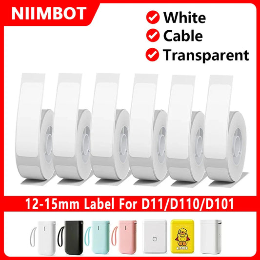 Étiquettes thermiques adhésives Niimbot Blanches/Câble/Rondes/Transparentes, imperméables et résistantes aux UV pour imprimante D11 D110 Mini et étiqueteuse