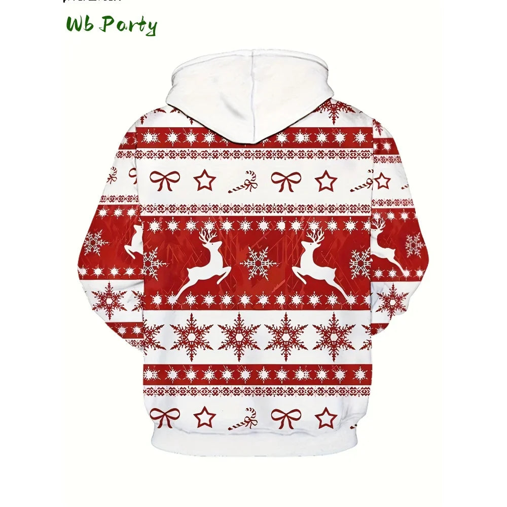 Pull à capuche de Noël 2025 pour homme, mode, imprimé 3D, sweat-shirt drôle Père Noël, graphique Harajuku, chemisier, vêtements pour homme