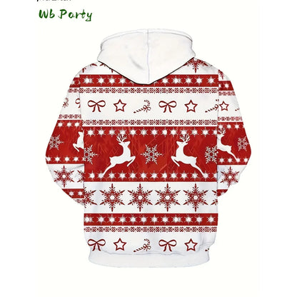 Pull à capuche de Noël 2025 pour homme, mode, imprimé 3D, sweat-shirt drôle Père Noël, graphique Harajuku, chemisier, vêtements pour homme