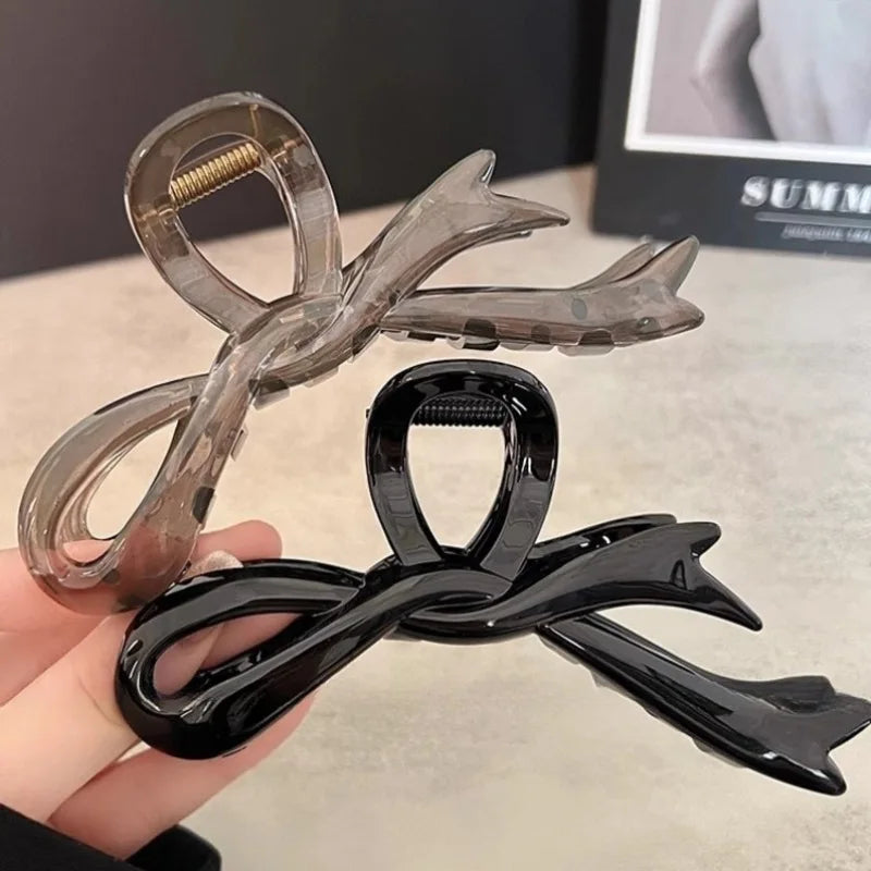 Pinces à cheveux crabe en ruban acrylique de 13 cm, nœud, pinces à cheveux brillantes, accessoires de coiffure, épingles à cheveux, queue de cheval de requin pour femmes