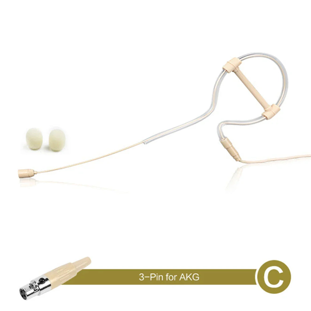 Casque beige à oreillette unique, microphone, fonctionnement mains libres, prise XLR 3,5 mm, 3 broches, 4 broches, avec bonnette de microphone