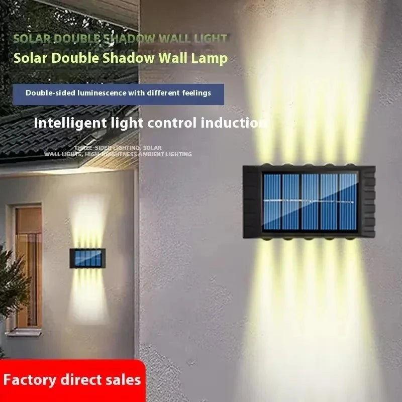 4/6/8/10LED s lampe murale solaire cour rue décor lumière extérieure étanche haut et bas éclairage lumineux jardin paysage lampe