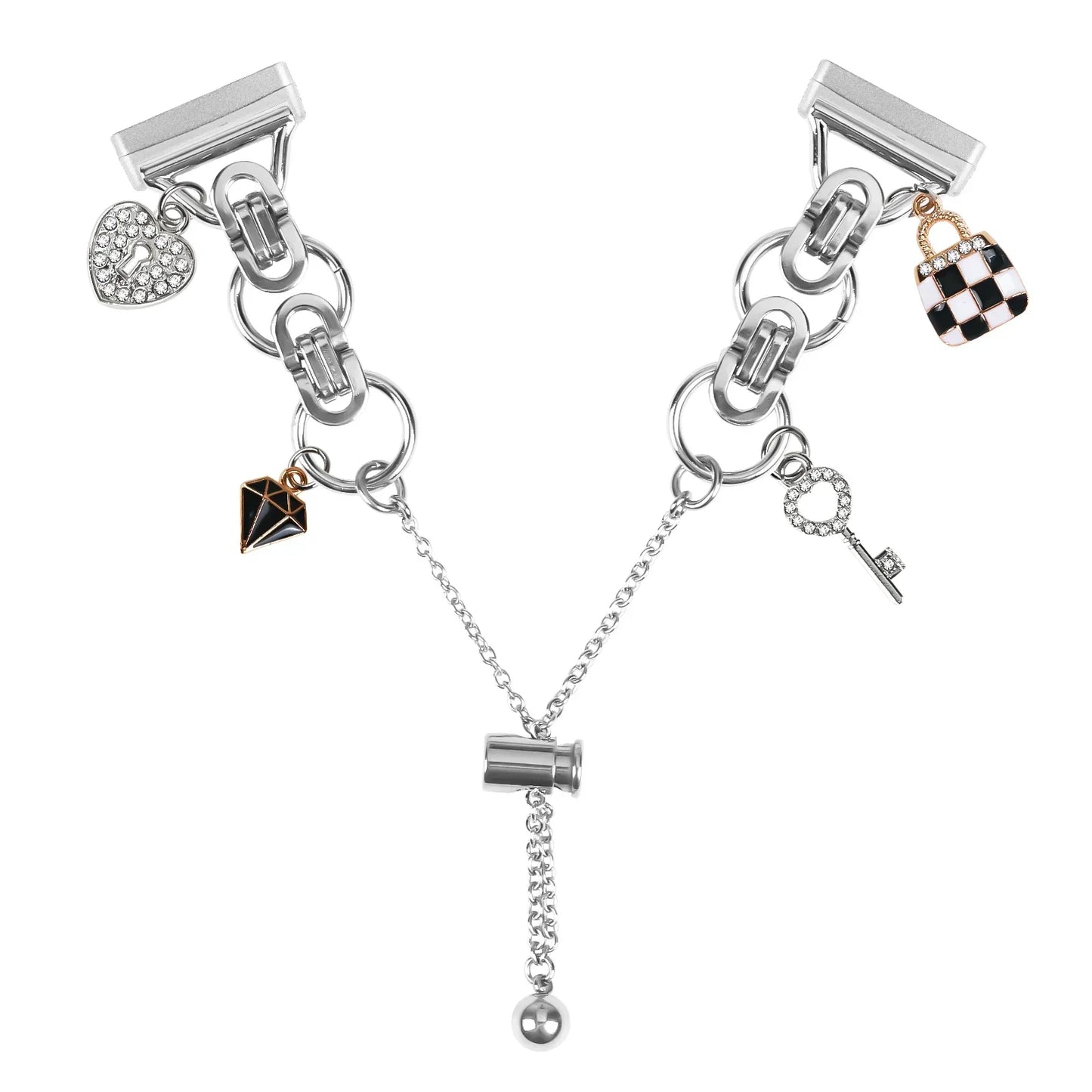 Metal Bracelet Charm Strap Compatible with  Fitbit Versa 3/Versa 4 Fashion Watches Decorations for Fitbit Sense/sense 2