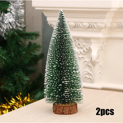 2Pcs Mini Artificial Christmas Tree Crafts Supplies Christmas Party Office Desktop Ornaments Christmas Tree Home Decorations