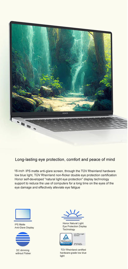 Honor Laptop X16 Plus 16-inch 2024 Riptide R7 8845HS 16GB/32GB RAM 512GB/1TB/2TB SSD 2.5K 120Hz Thin & Light Laptop