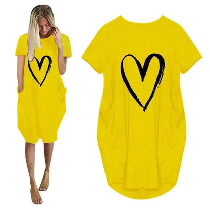 Short Sleeve Dress Valentine's Day Heart Print
