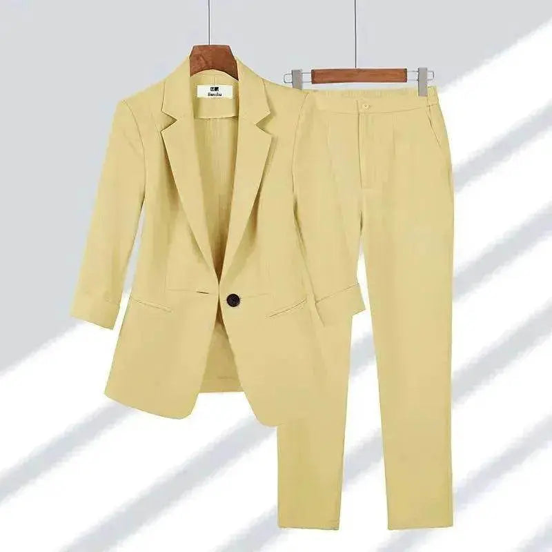 Simple Solid Color Suit Two-piece Set