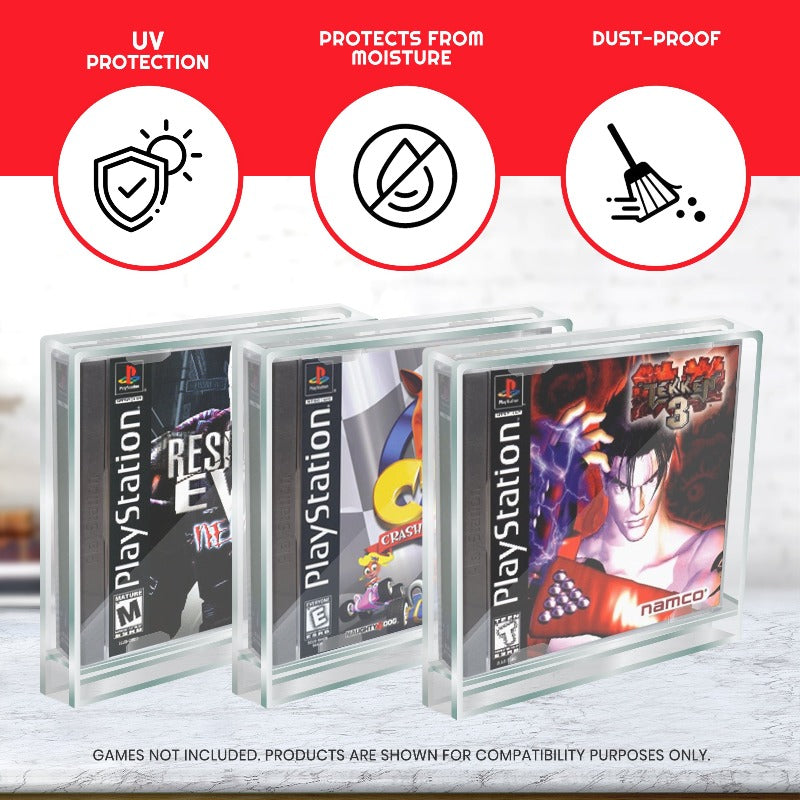 EVORETRO Video Game Acrylic Case for PlayStation Single-CD PS1