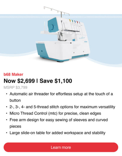 Bernette B68 Airlock Serger/Cover Maker Edition