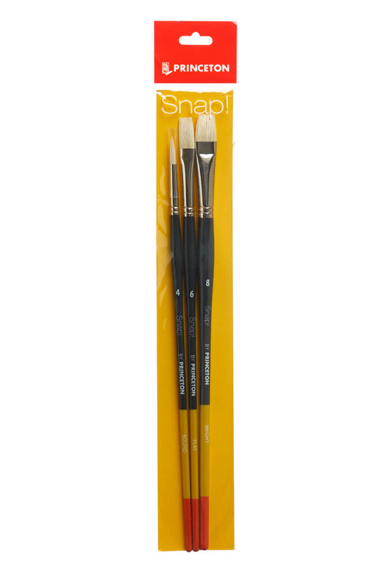 Princeton - Snap! Natural Bristle - Long Handle - Set of 3