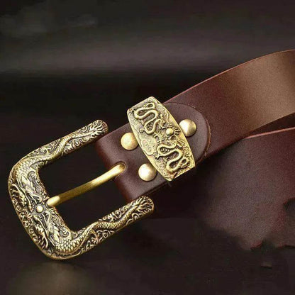 Solid Brass Belt Buckle Casual Pin Genuine Leather