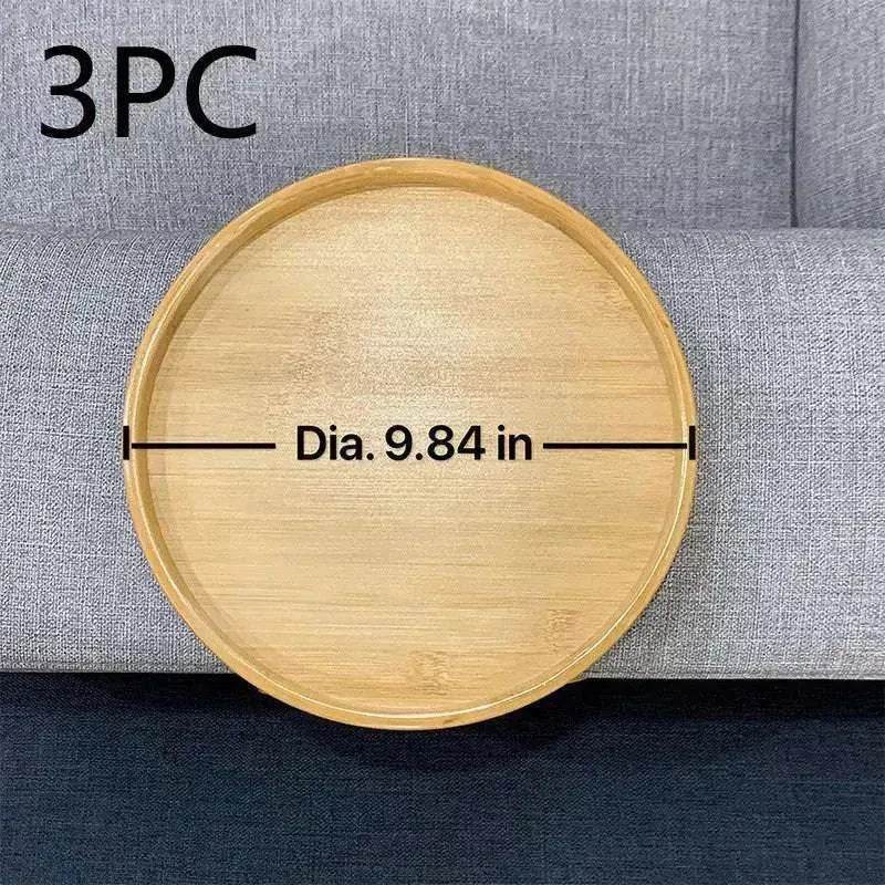 Solid Wood Round Storage Bamboo With Legs Sofa Arm Foldable Tray Table