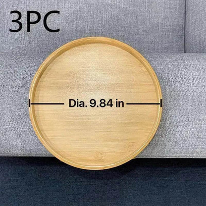 Solid Wood Round Storage Bamboo With Legs Sofa Arm Foldable Tray Table