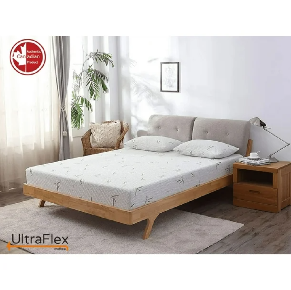 UltraFlex® SolidSleep - Confort Réversible FERME Fabriqué au Canada avec Gel Injecté, Soulagement de la Pression, Technologie de Refroidissement, Housse en Bambou, Mousse Certifiée CertiPUR-US® (Fabriqué au Canada)