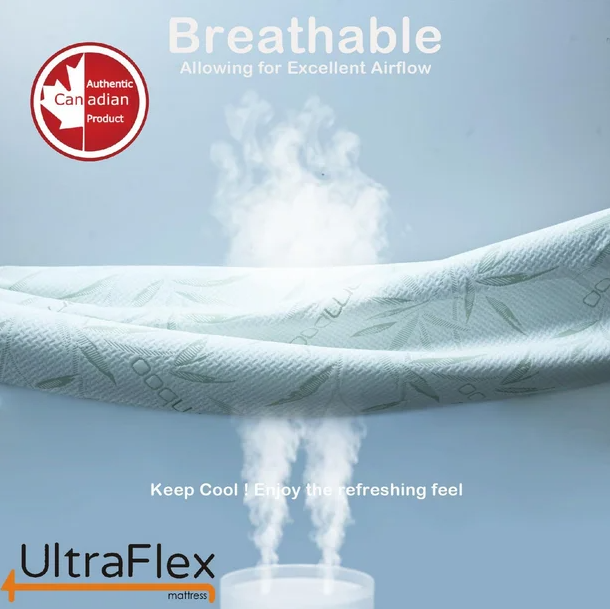 UltraFlex® SolidSleep - Confort Réversible FERME Fabriqué au Canada avec Gel Injecté, Soulagement de la Pression, Technologie de Refroidissement, Housse en Bambou, Mousse Certifiée CertiPUR-US® (Fabriqué au Canada)