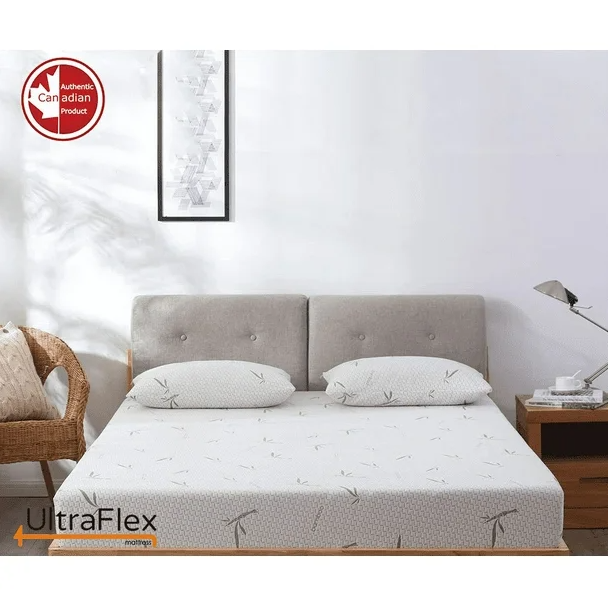 UltraFlex® SolidSleep - Confort Réversible FERME Fabriqué au Canada avec Gel Injecté, Soulagement de la Pression, Technologie de Refroidissement, Housse en Bambou, Mousse Certifiée CertiPUR-US® (Fabriqué au Canada)