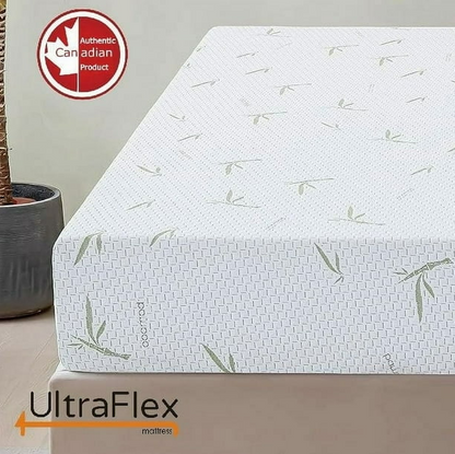 UltraFlex® SolidSleep - Confort Réversible FERME Fabriqué au Canada avec Gel Injecté, Soulagement de la Pression, Technologie de Refroidissement, Housse en Bambou, Mousse Certifiée CertiPUR-US® (Fabriqué au Canada)