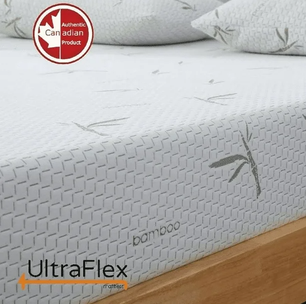 UltraFlex® SolidSleep - Confort Réversible FERME Fabriqué au Canada avec Gel Injecté, Soulagement de la Pression, Technologie de Refroidissement, Housse en Bambou, Mousse Certifiée CertiPUR-US® (Fabriqué au Canada)