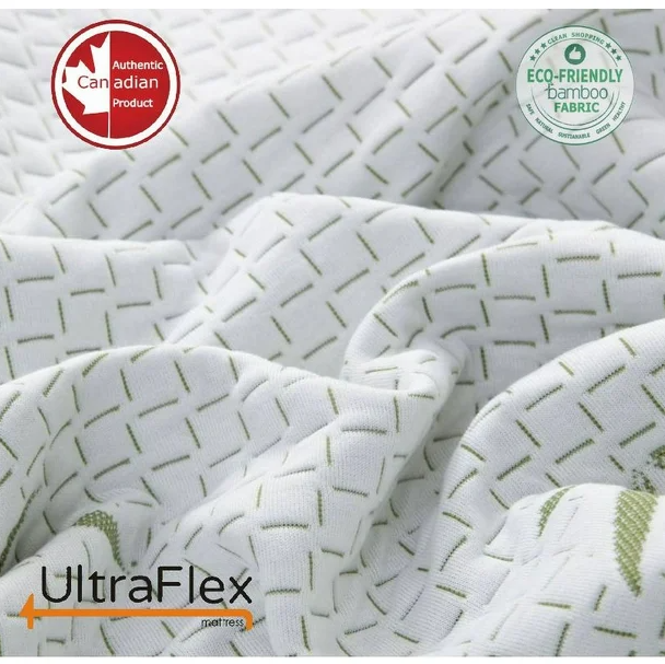 UltraFlex® SolidSleep - Confort Réversible FERME Fabriqué au Canada avec Gel Injecté, Soulagement de la Pression, Technologie de Refroidissement, Housse en Bambou, Mousse Certifiée CertiPUR-US® (Fabriqué au Canada)