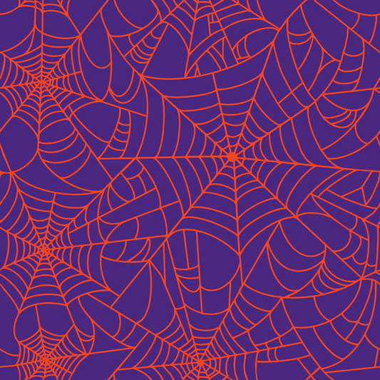 Craft HTV Halloween Orange Spider Web on Purple Background Pattern