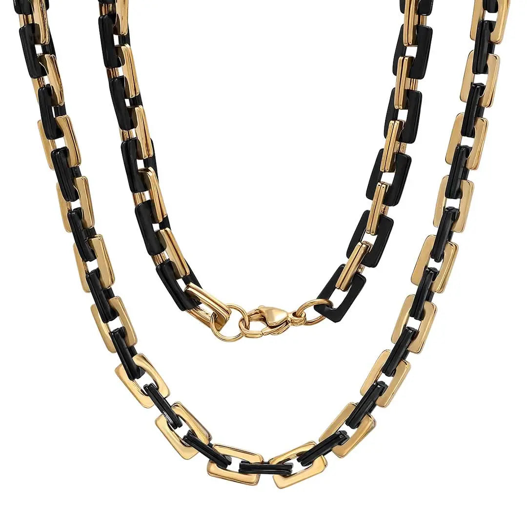 Steeltime Stainless Steel Square Rolo Chain Necklace
