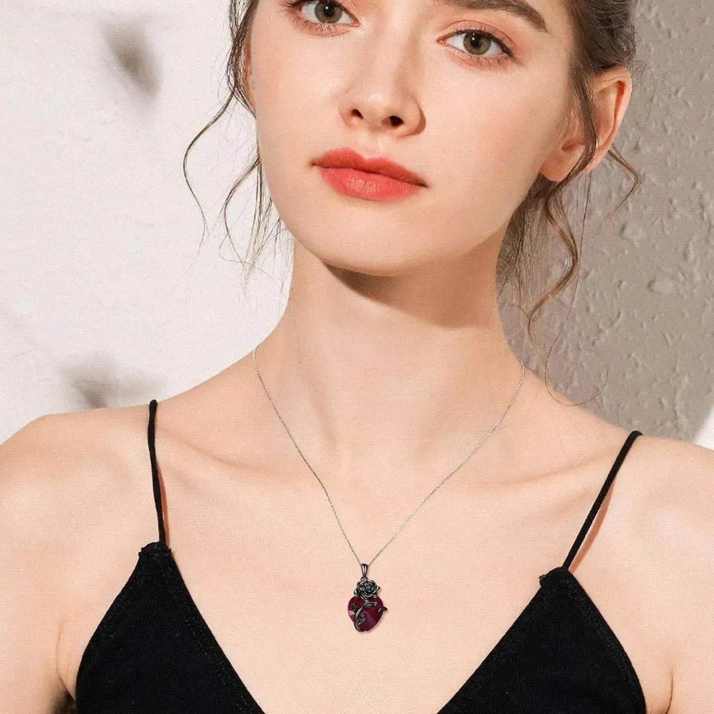 Sterling 925 Silver Heart Rose Urn Necklace for Ashes Cremation Jewelry