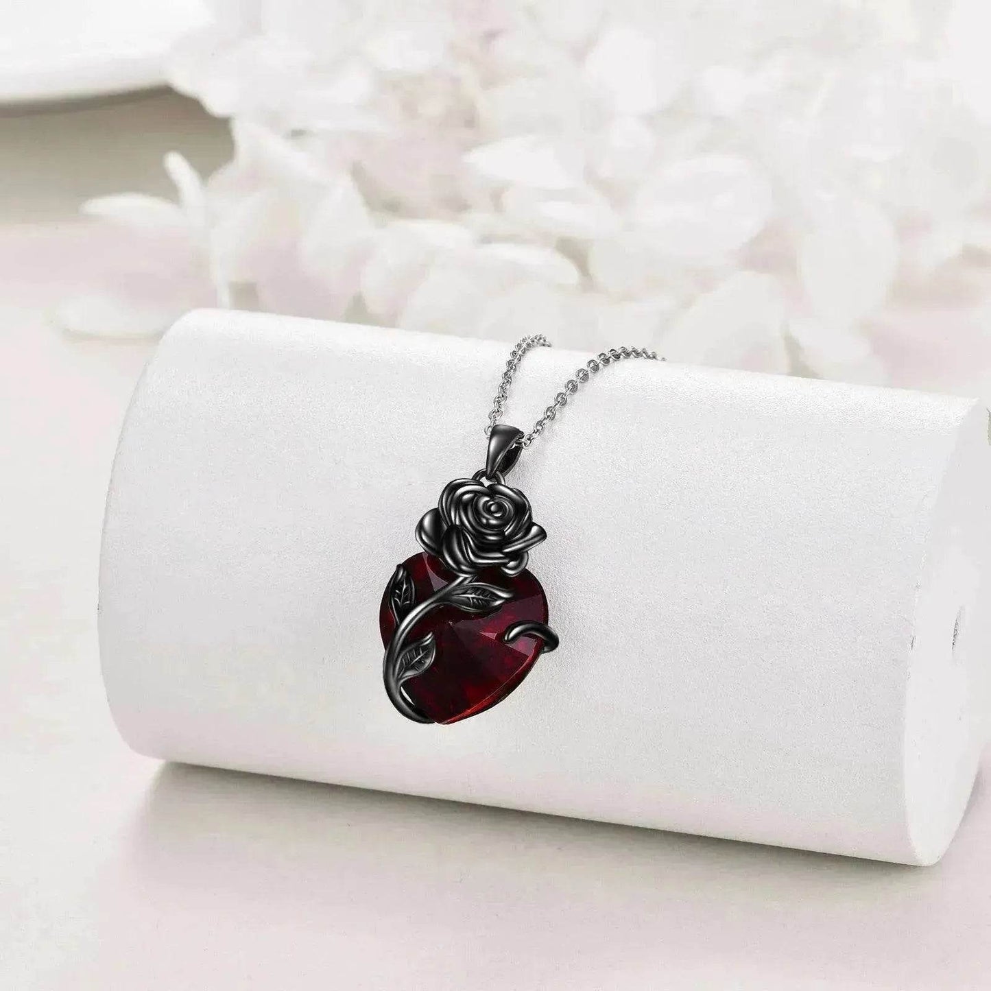 Sterling 925 Silver Heart Rose Urn Necklace for Ashes Cremation Jewelry