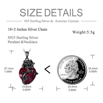 Sterling 925 Silver Heart Rose Urn Necklace for Ashes Cremation Jewelry