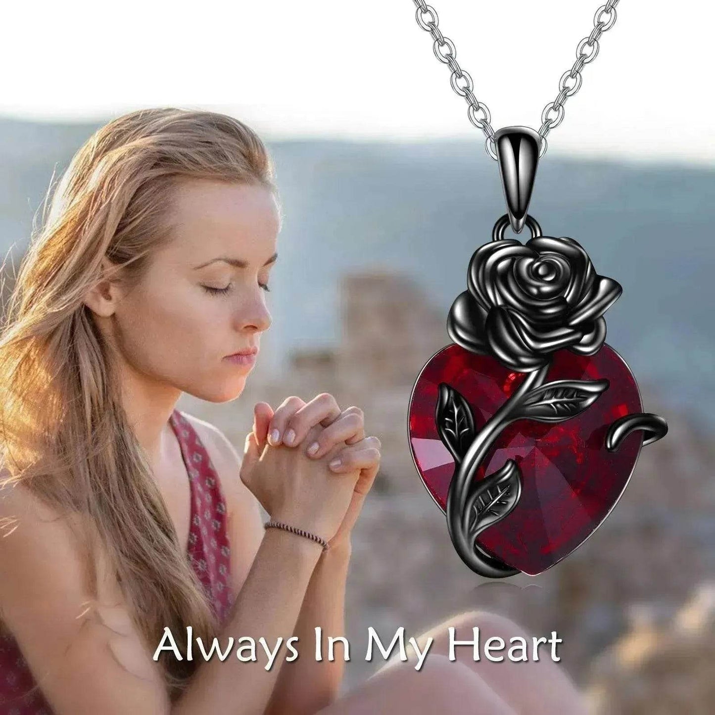 Sterling 925 Silver Heart Rose Urn Necklace for Ashes Cremation Jewelry