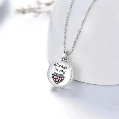 Sterling 925 Silver Heart Urn Engraved Cremation Necklace for Ashes