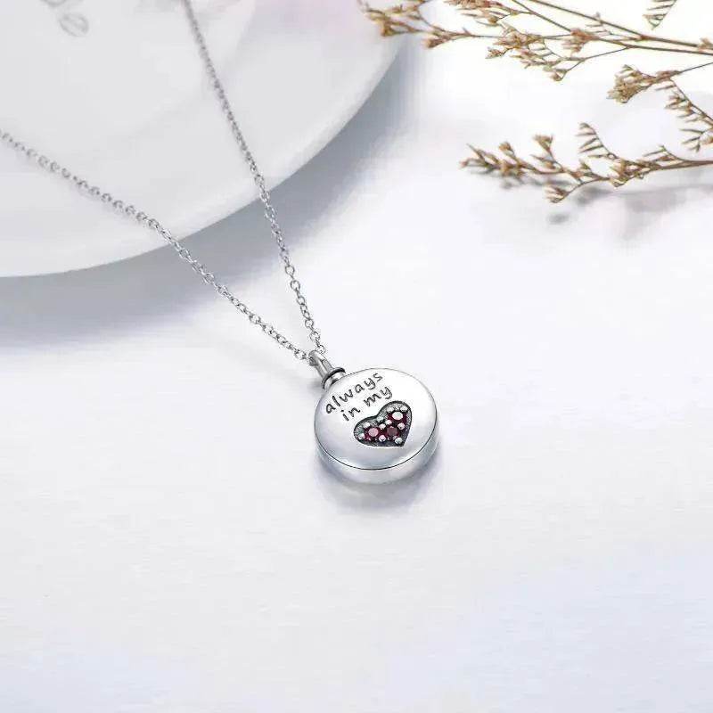 Sterling 925 Silver Heart Urn Engraved Cremation Necklace for Ashes