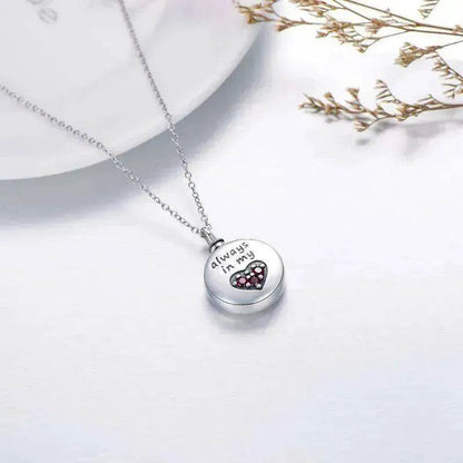Sterling 925 Silver Heart Urn Engraved Cremation Necklace for Ashes