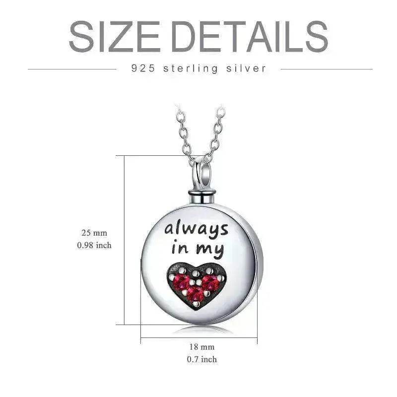 Sterling 925 Silver Heart Urn Engraved Cremation Necklace for Ashes