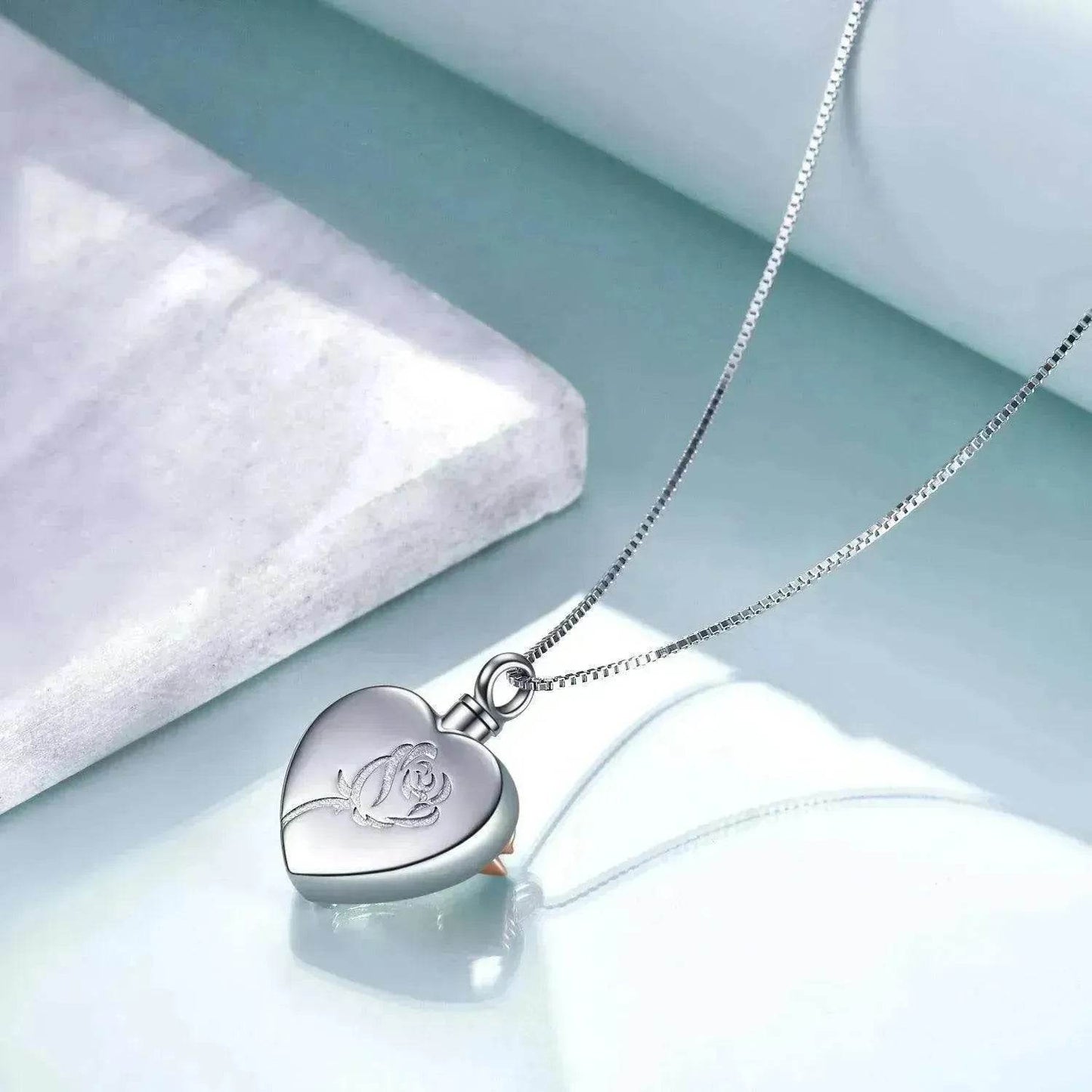 Sterling 925 Silver Rose Flower Urn Necklace for Ashes