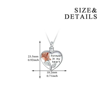 Sterling 925 Silver Rose Flower Urn Necklace for Ashes